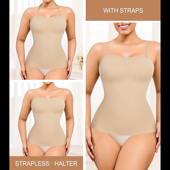 Women’s Strapless Tummy Control Tank Top Shapewear - Picture 2 of 9